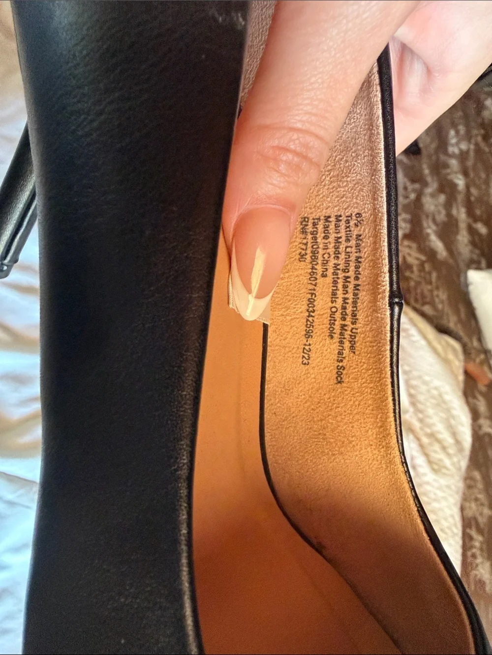 a new day Black Pointed Toe Leather Pumps
